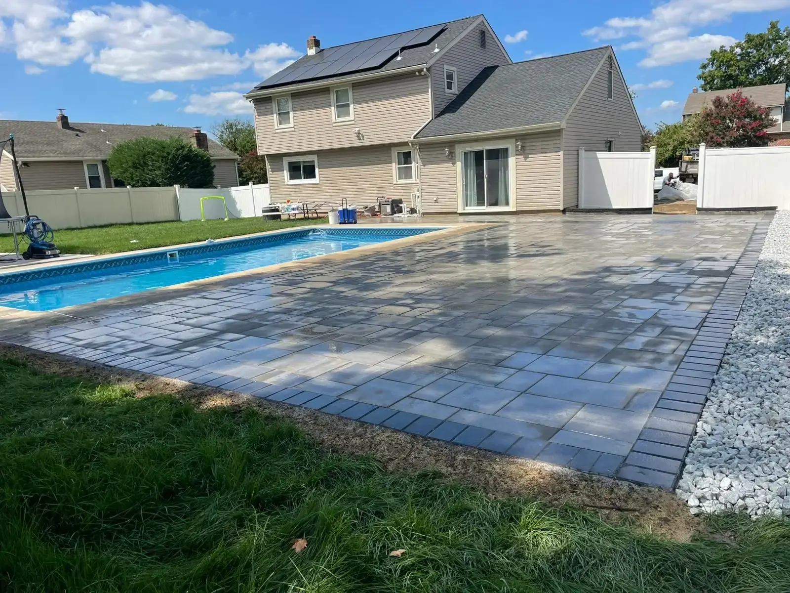Paver patio and pool deck in Bergen County, NJ